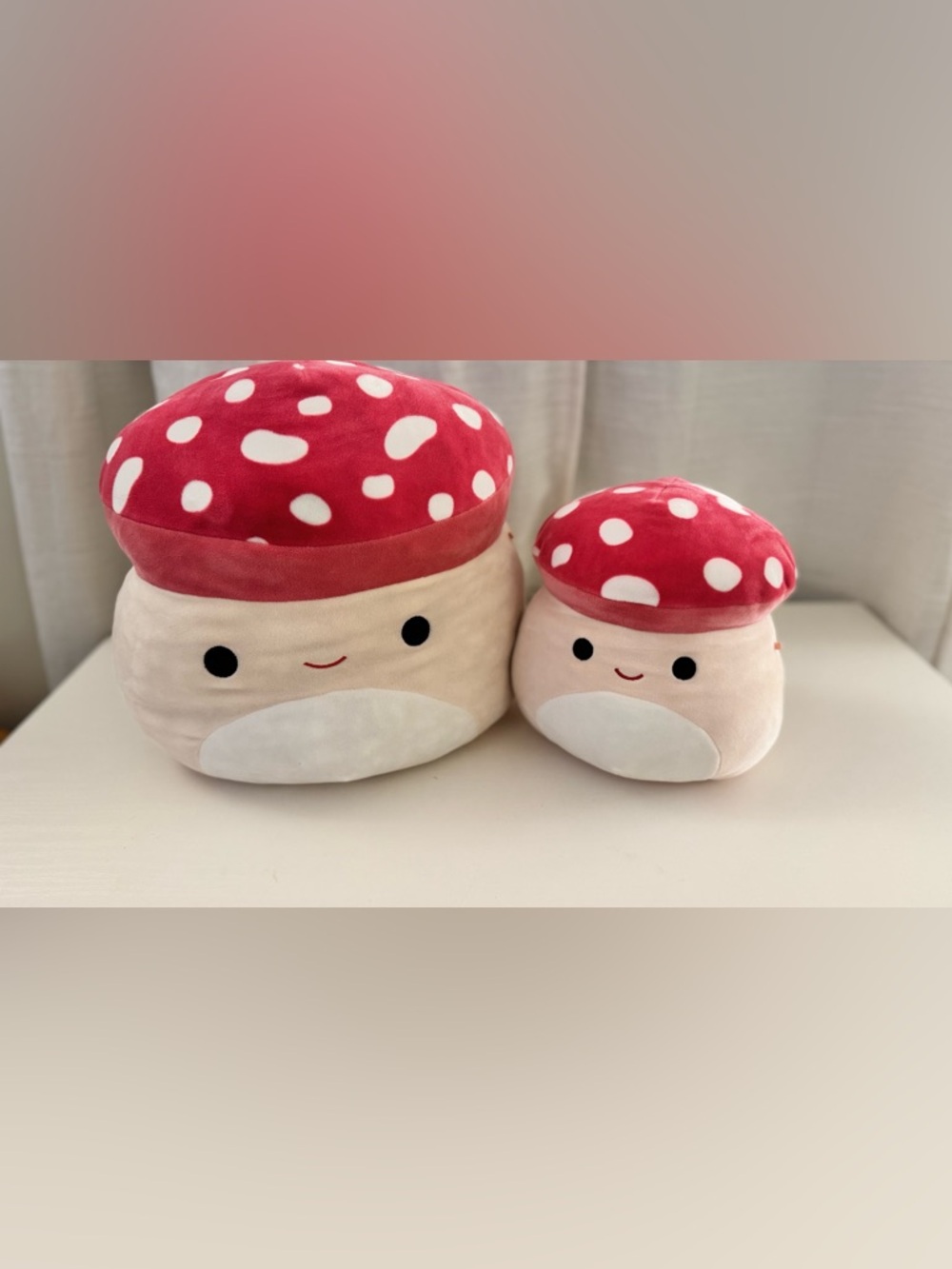 Squishmallows Red and White Mushroom Plush Accent Pillows
